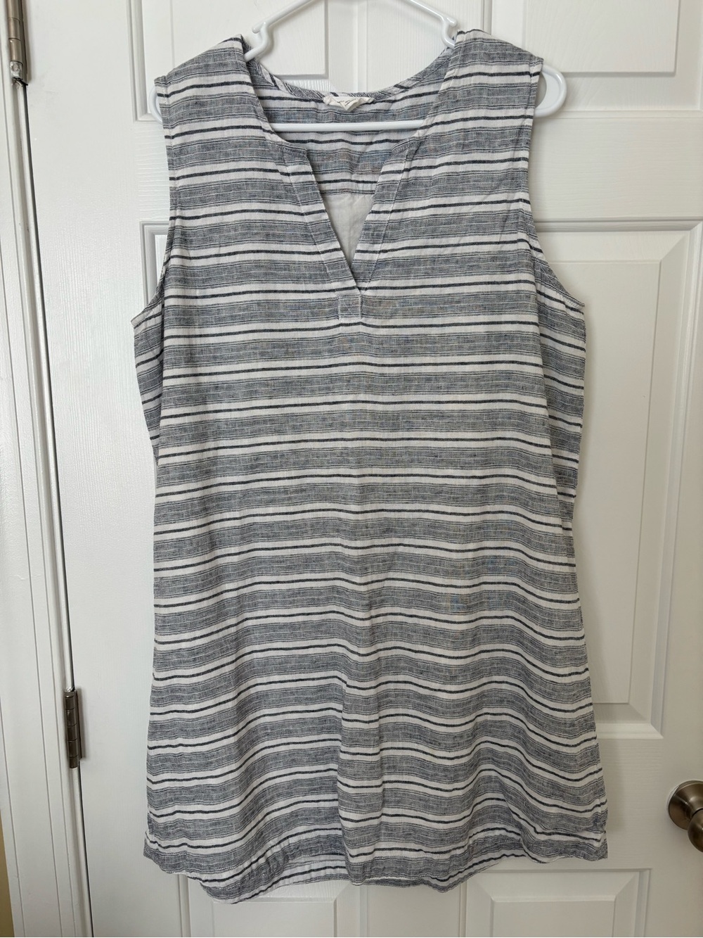 beachlunchlounge Gray and White Striped Sleeveless Tunic Dress Size XL Coastal